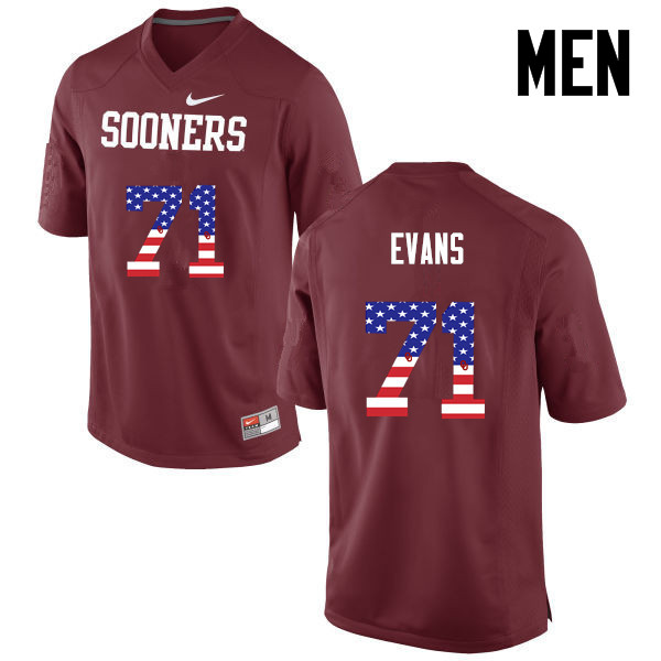 Oklahoma Sooners #71 Bobby Evans College Football USA Flag Fashion Jerseys-Crimson